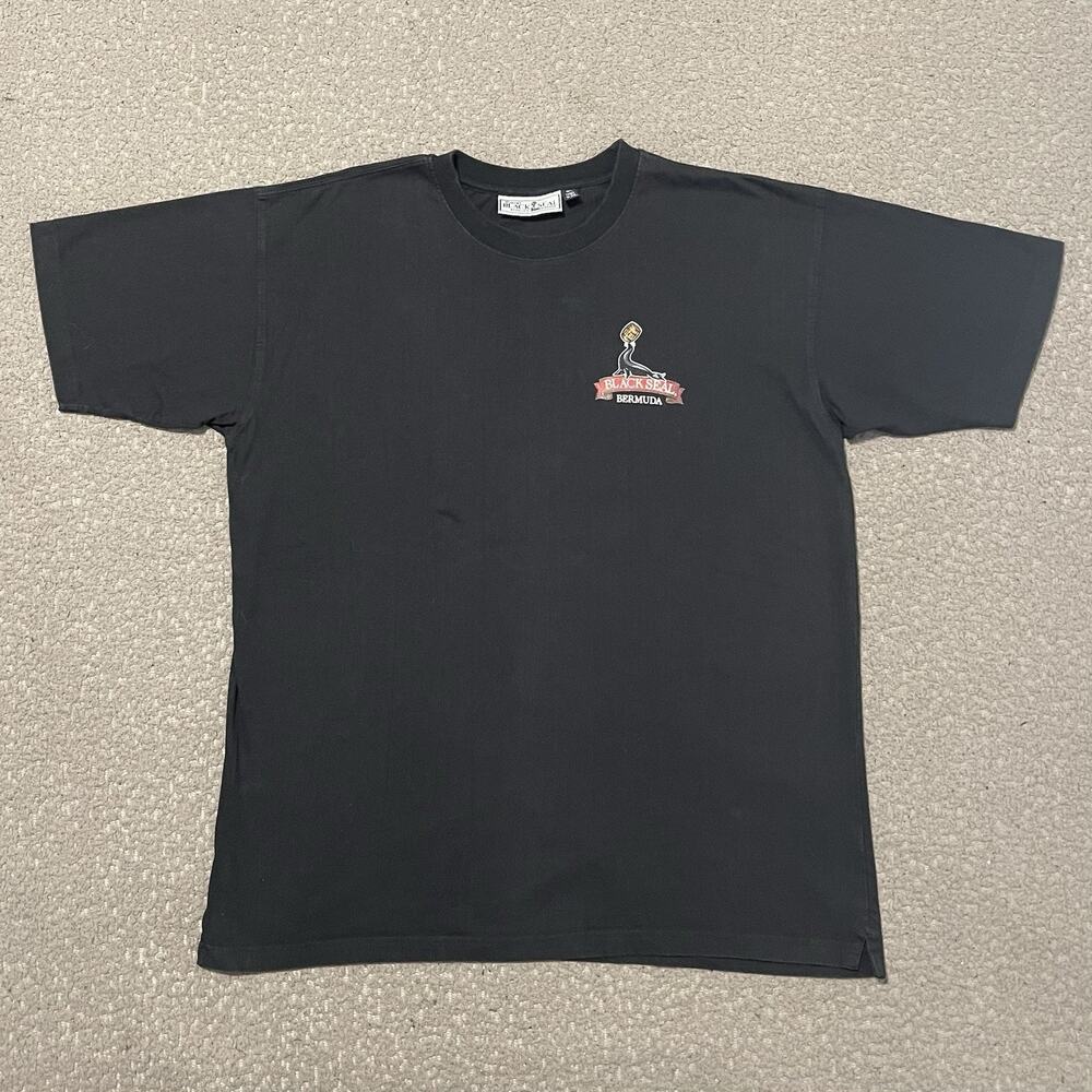 Black Seal T Shirt Mens 2XL Black Dark' n Stormy Bermuda Short Sleeve Tee